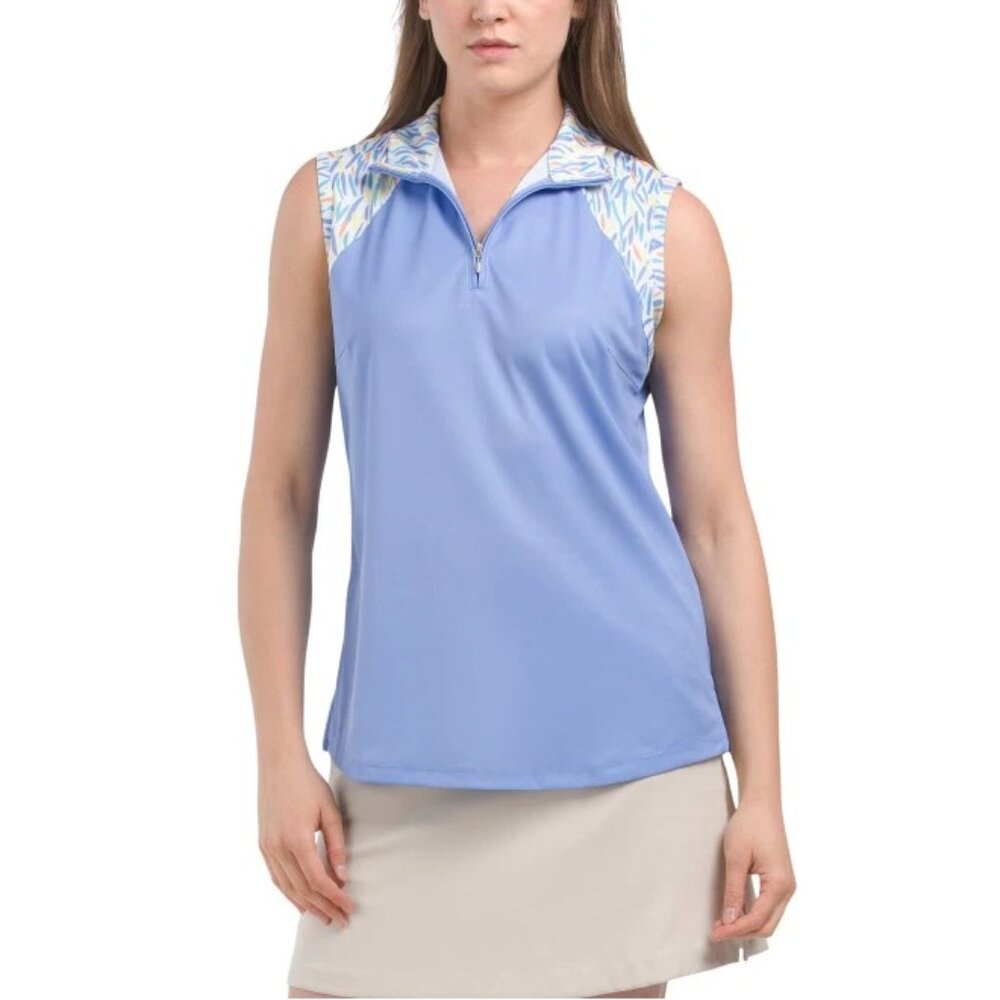 Bermuda Sands Melina Sleeveless 1/4 Zip Golf Shirt Womens Size Large